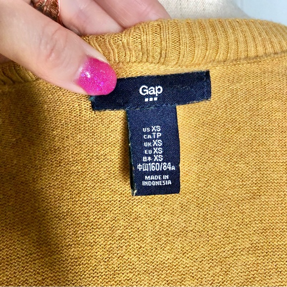 Gap Mustard Yellow Crew Neck Button up Cotton Blend Cardigan | XS - Picture 9 of 11